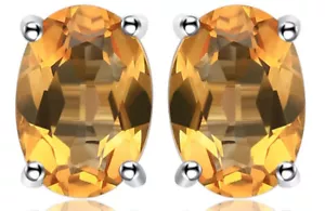 Natural 1.4 ct Citrine Sterling Silver Stud Earrings - Picture 1 of 13