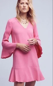 Vestido Anthropologie HD in Paris Mujer Rosa Mangas Campana Cuello en V Talla 4 Nuevo con Etiquetas - Imagen 1 de 10