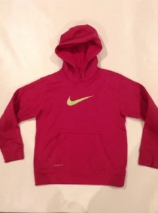 Nike Therma-fit Hoodie Sweatshirt Pink w/ Neon Green Youth Girls Size L Large - Picture 1 of 5