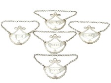 Antique Georgian Sterling Silver Bottle Labels Tickets by Hester Bateman