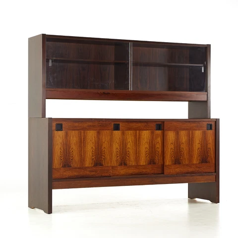 Dyrlund Style Mid Century Rosewood Buffet and Hutch Cover