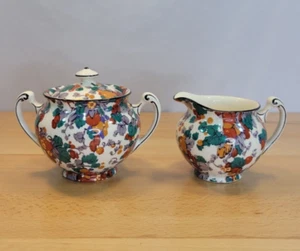 Vintage Corona Ducale Ware Chintz Zucchero e Cremoso Inghilterra Frutta Fiori Grannycore - Foto 1 di 12