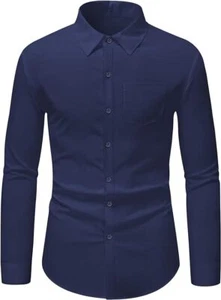 JMOJO Mens Plain Cotton Shirt Long Sleeve Fromal Casual Shirt Button Up Tops - Picture 1 of 7