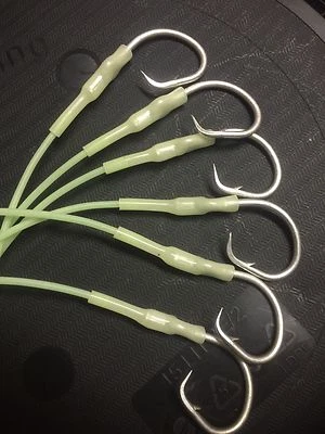 14/0 X SIX READY DROPPERS SHARP TUNA CIRCLE HOOKS 14/0 ON 150LB JAPAN FULL LUMO - image 1 of 4