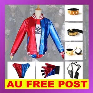 Ladies Suicide Squad Costume Harley Quinn Jacket Tshirt Shorts Glove Halloween - Bild 1 von 18
