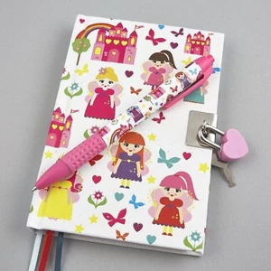 Kids Lockable Diary Fairy Princess with Bubblegum Scented Pen Floss & Rock - Imagen 1 de 2