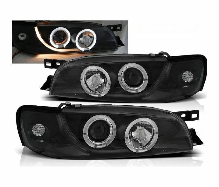 headlights for SUBARU IMPREZA 1993 1994 1995 1996 1997-2000 angel eyes black LHD - Image 1 of 1