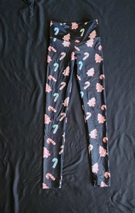 Goldsheep Womens High Rise Candy Cane Ankle Leggings Black XS - Picture 1 of 3