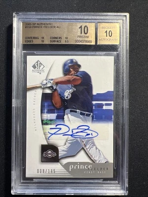 Autógrafo auténtico Upper Deck SP 2005 #159 Prince Fielder/185 BGS 10 impecable Foto 1 de 2