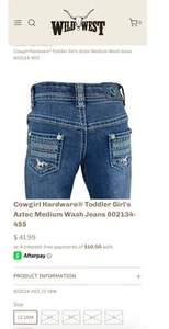 Cowgirl Hardware Aztec Embroidered Girls Jeans, Sz 6 - Picture 1 of 9