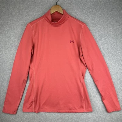 Under Armour Womens Coral Pink ColdGear Fitted Long Sleeve Turtleneck Shirt (XL) - Image 1 of 4