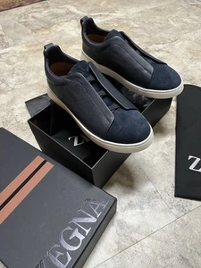 Zegna Triple Stitch Sneakers in Navy | Size 10 - Picture 1 of 12