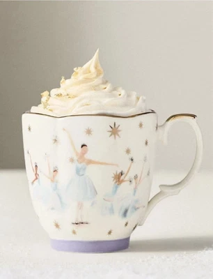New Anthropologie New York City Ballet Snowflake Mug Fairy Nutcracker Holiday - Image 1 of 4