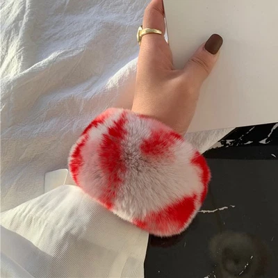 Cuerda de pelo de piel esponjosa anillo de pelo de felpa pulsera peluda calentador de muñeca suave cálido hágalo usted mismo Foto 1 de 4