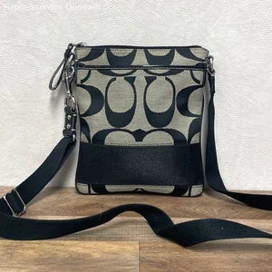 Coach Black/Khaki Signature Stripe File Crossbody Bag - Bild 1 von 6