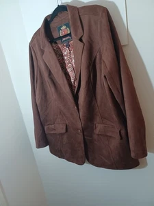 Isaac Mizrahi Live Estate Faux Suede Women's Brown Blazer Pre-owned Size 1X - Picture 1 of 14