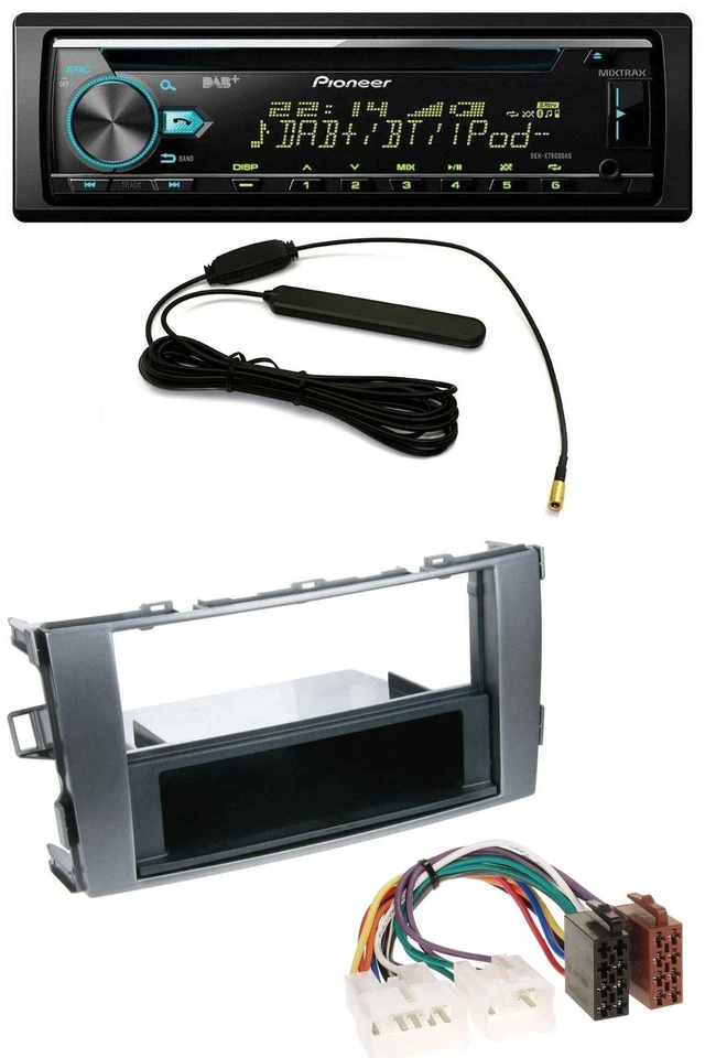 Pioneer CD MP3 AUX DAB USB Autoradio für Toyota Auris 07-12 anthrazit-grau - Bild 1 von 4
