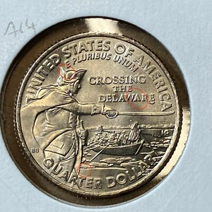 2021 25 ¢ Washington cruza el error de Delaware con 4 astillas troqueladas sombrero y hielo A14 - Imagen 1 de 2