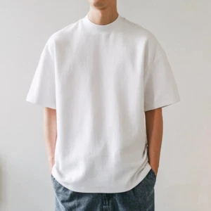 Men 350gsm Cotton Solid Male Short-sleeved T-shirt Spring Summer Bottoming Shirt - Imagen 1 de 22