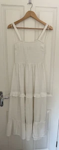 F&F White Summer Strappy Tiered Maxi Midi Dress Size S BNWT See Desc - Picture 1 of 9