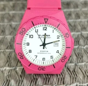 Orologio da polso svizzero Flipper Quartz Fortis rosa. Display analogico. Nuovo con scatola - Foto 1 di 6