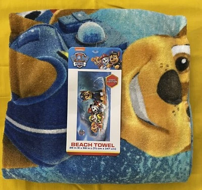Paw Patrol Pool Beach Towel 28" x 58" 100% Cotton Marshall Skye Chase Rubble NWT - Image 1 of 2