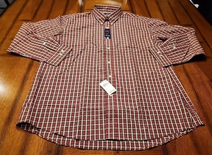 CLUB ROOM~THE ESTATE MENS DRESS SHIRT REGULAR FIT~17.5~34/35 RED PLAID EASY CARE - Picture 1 of 9