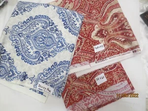 3 sets Waverly Inspirations Cotton Duck Fabric Red & Tan Paisley & Blue Paisley - Picture 1 of 4