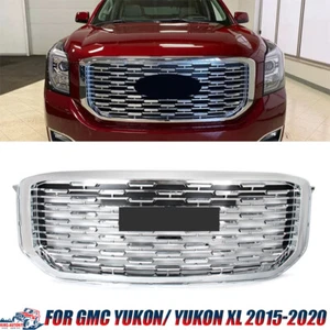 For 2015-2020 GMC Yukon / XL Denali Style Silver Front Upper Grille Chrome ABS - Picture 1 of 8