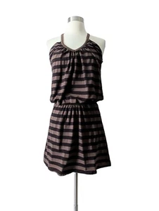 ELLA MOSS Dress Brown Stripes Tank Summer Knit Mini XS - Picture 1 of 5