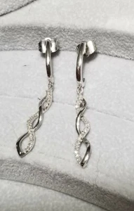 $599 Kay jeweler 10k White Gold 1.5" long twine infinity wrap Earrings - Picture 1 of 8