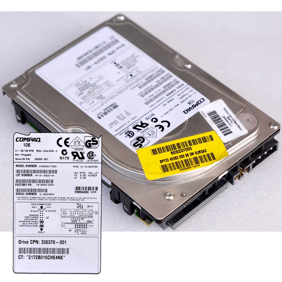 3.5" 8.9cm SCSI UW Ultra Wide 68pin 9.1GB 336378-001 HD0094172B 9J8005-025 M671 - Image 1 of 1