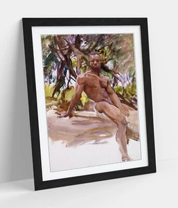JOHN SINGER SARGENT- MAN AND TREES, FLORIDA -FRAMED WALL ART PAPER PRINT POSTER - Picture 1 of 10