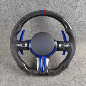 Real Carbon Fiber Steering Wheel for BMW M2 M3 M4 F20 F32 F80 F15 F83 F30 F10 M5 - Foto 1 di 3
