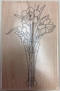 Impression Obsession "Narcisi" timbro montato su legno E7749 primavera cardmaking - Foto 1 di 1
