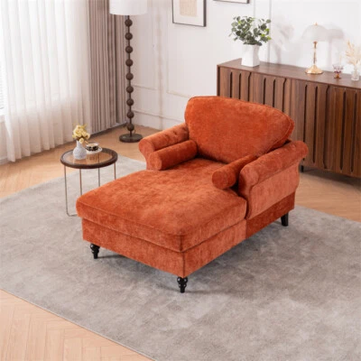 Oversized Chaise Lounge Indoor,Chenille Upholstered Single Sofa Bed w/Wide Seat - Image 1 of 4
