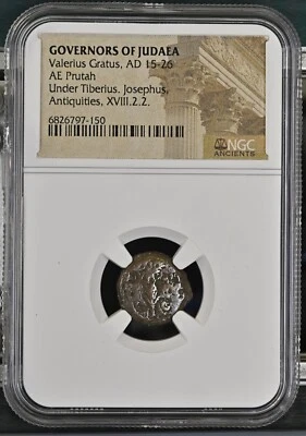 NGC Valerius Gratus AD15-26 Prutah Judaea - LG - GOVERNOR DURING LIFE OF JESUS - Image 1 of 2