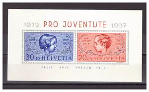 SWITΖERLAND: 1937 Yt: BF3 "The 25th Anniversary of Pro Juventute" MNH Sheet - Foto 1 di 1