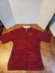 Nike Kobe Bryant Mamba Zip Short Sleeve Burgundy Warm Up Jacket Sz  M  - Picture 1 of 6