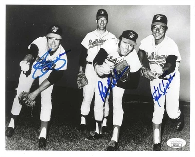 Orioles Cuellar / Dobson / Palmer Autographed 1971 20-Game Winners 8x10 JSA COA - Image 1 of 2