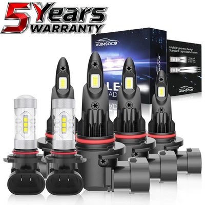 For Chrysler Concorde 1998-2004 LED Headlight + Fog Light 600000LM Combo 6x - Image 1 of 4