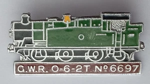 Steam Train Loco G.W.R. 0-6-2T No 6697 Enamel Railway Pin Badge.    PB4-767 - Picture 1 of 3