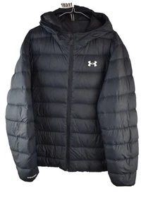 UNDER ARMOUR Black Padded Jacket size L Mens Full Zip Puffer Hooded Casual - Picture 1 of 8
