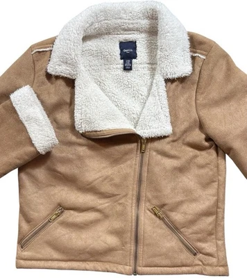 Gap Kids Girls Jacket Sherpa Lined Beige Faux Suede Coat Size XXL -829 - Image 1 of 4