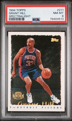 1994 TOPPS SPECTRALIGHT #211 GRANT HILL ROOKIE RC PSA 8 - Image 1 of 2