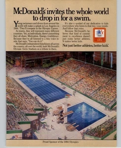 1984 McDonald's Restaurant Vintage Print Ad McDonald's Olympic Swim StadiumPhoto - Picture 1 of 5