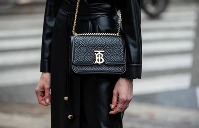 Burberry Women's Black Tb Monogram Quilted Shoulder  Bag Handbag Purse Medium - Image 1 of 4