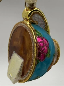 Vecchio Mondo Natale Vetro Soffiato Ornamento Tazza di Tè Teabag Fiore - Foto 1 di 8