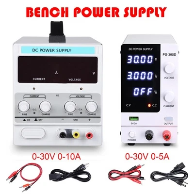 APLUSCHOICE 5A 10A 30V DC Power Supply Adjustable Dual Digital Variable Precision Lab Grade