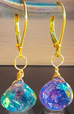 Pendientes briolette de zafiro Umba azul púrpura natural sin tratar oro 14k $2750 2G Foto 1 de 4